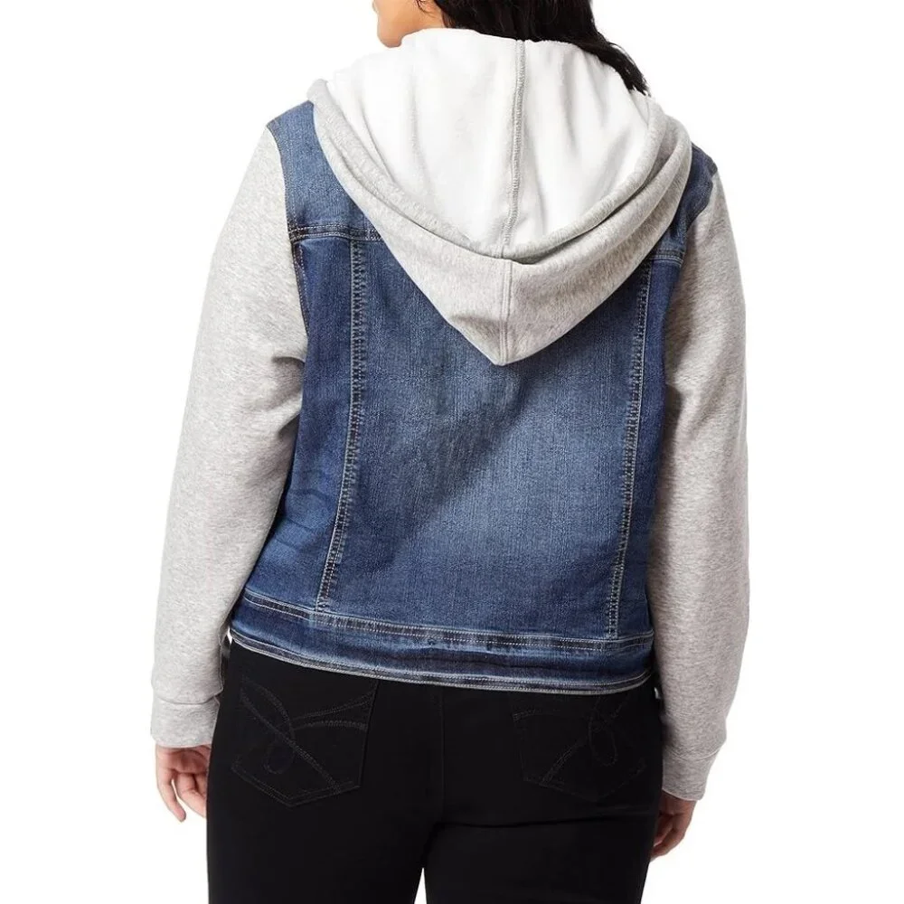 Wallflower Dreamer Tessa Denim Hoodie Trucker Jacket Blue Grey Size XS - Picture 2 of 10